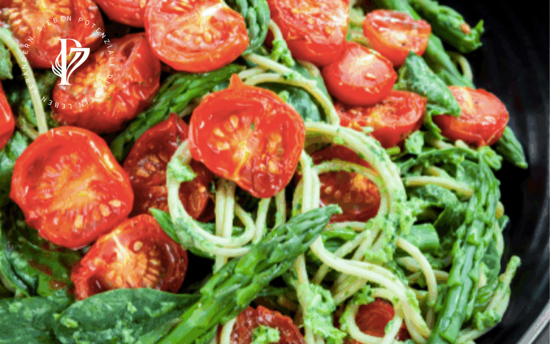 Gebratener Spargel auf Limetten Rucola Pasta