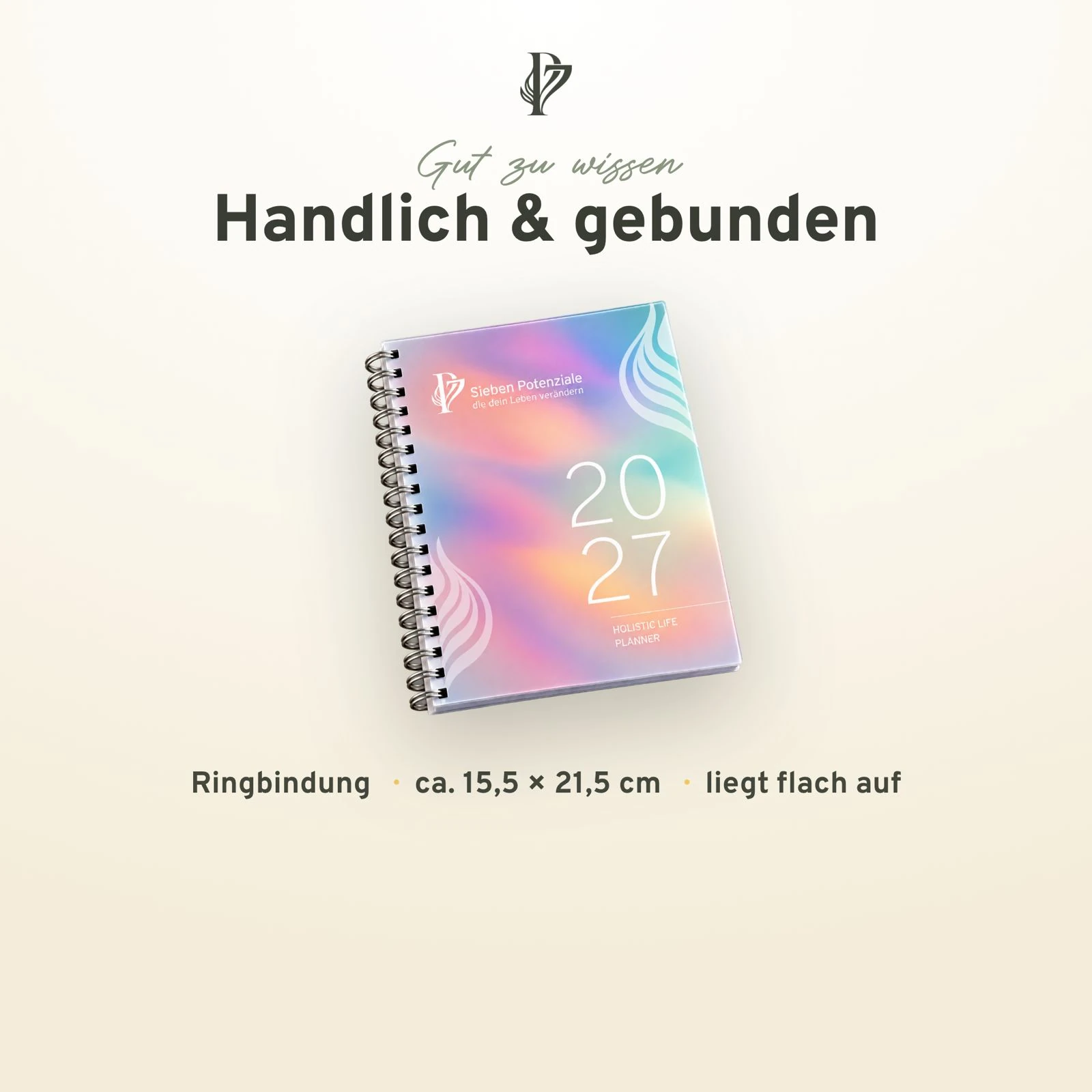 Holistic Life Planner 2027, Ringbindung, ca. 15,5 x 21,5 cm, liegt flach auf