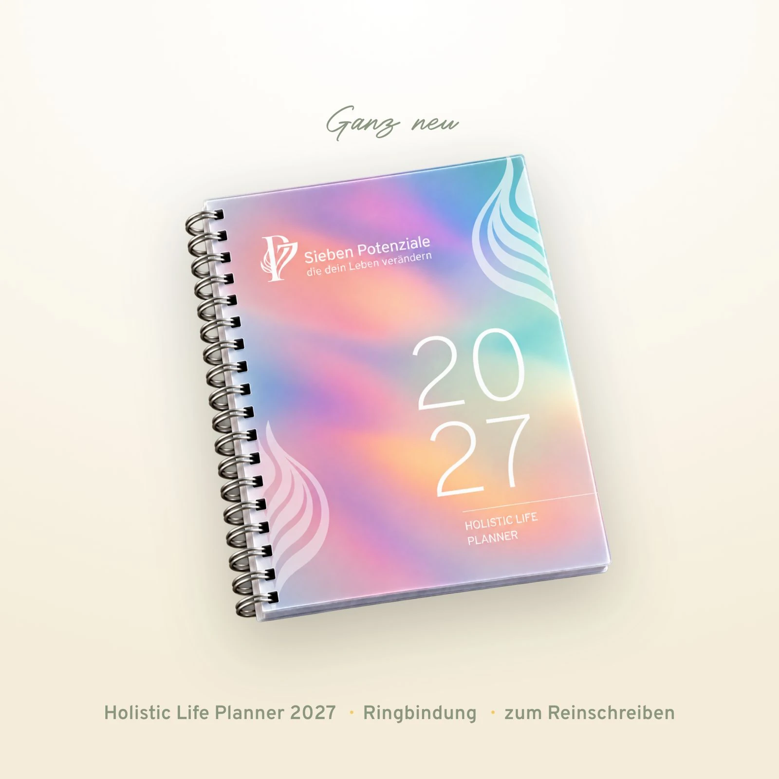 Holistic Life Planner 2027 mit Ringbindung, Cover in Regenbogenfarben