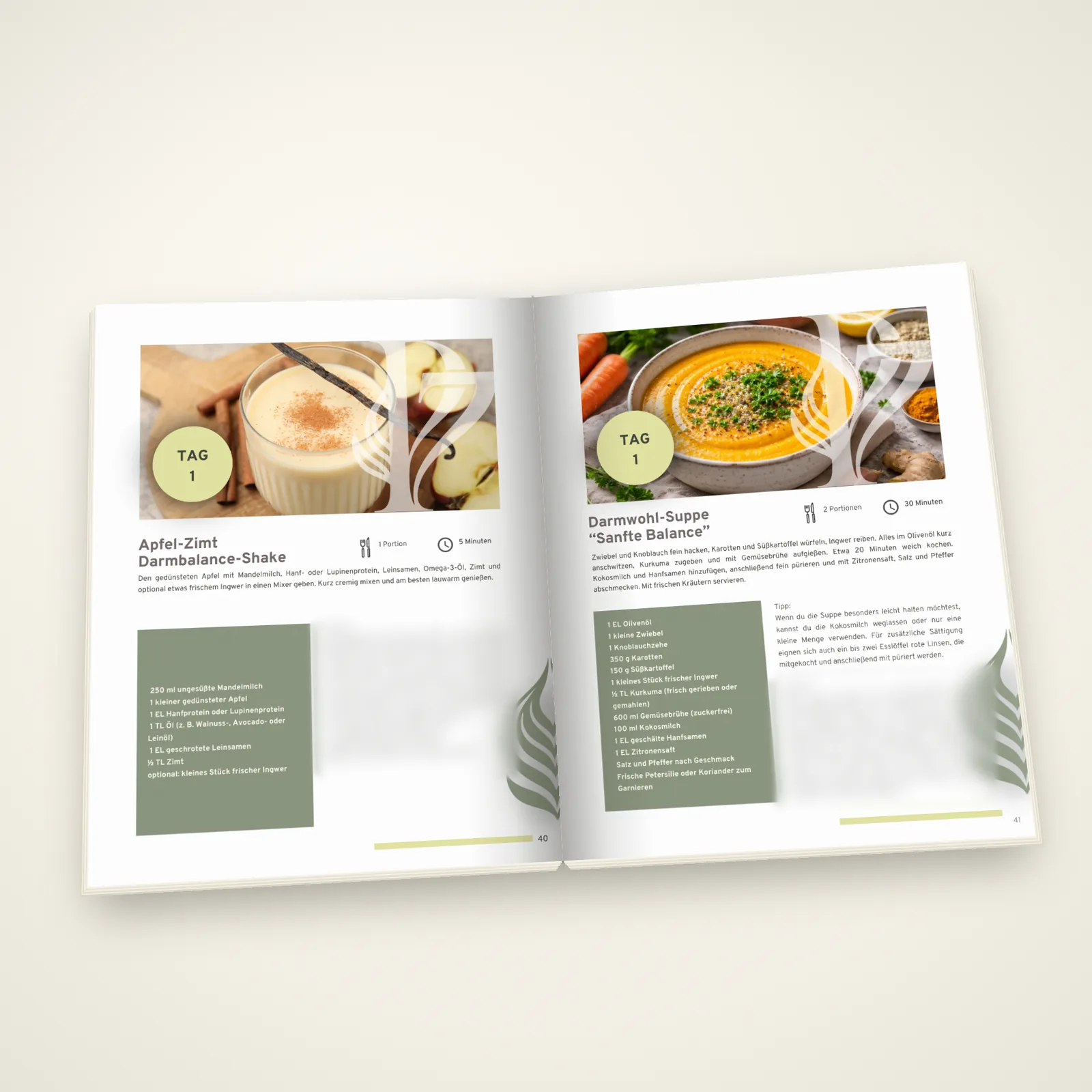 Einblick ins P7 Darm Guide: Aufgeschlagen Rezepte